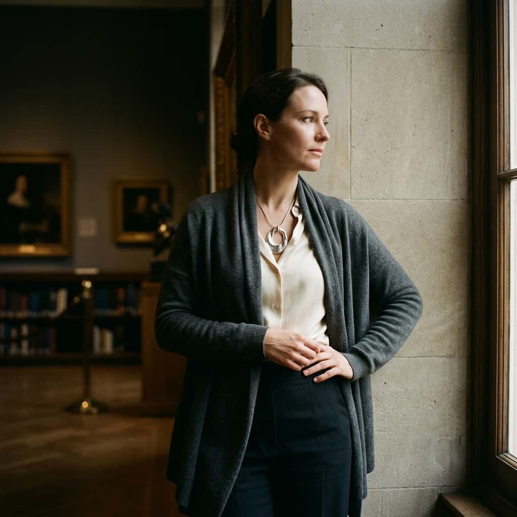 A woman standing partly in shadow and partly in light, representing integrated feminine power
